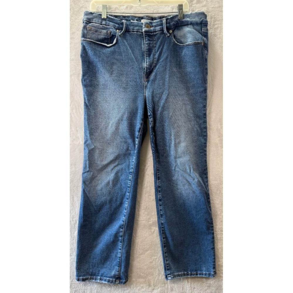 Good American Womens Jeans Size 14-18 Medium Wash High Rise Straight Leg Denim